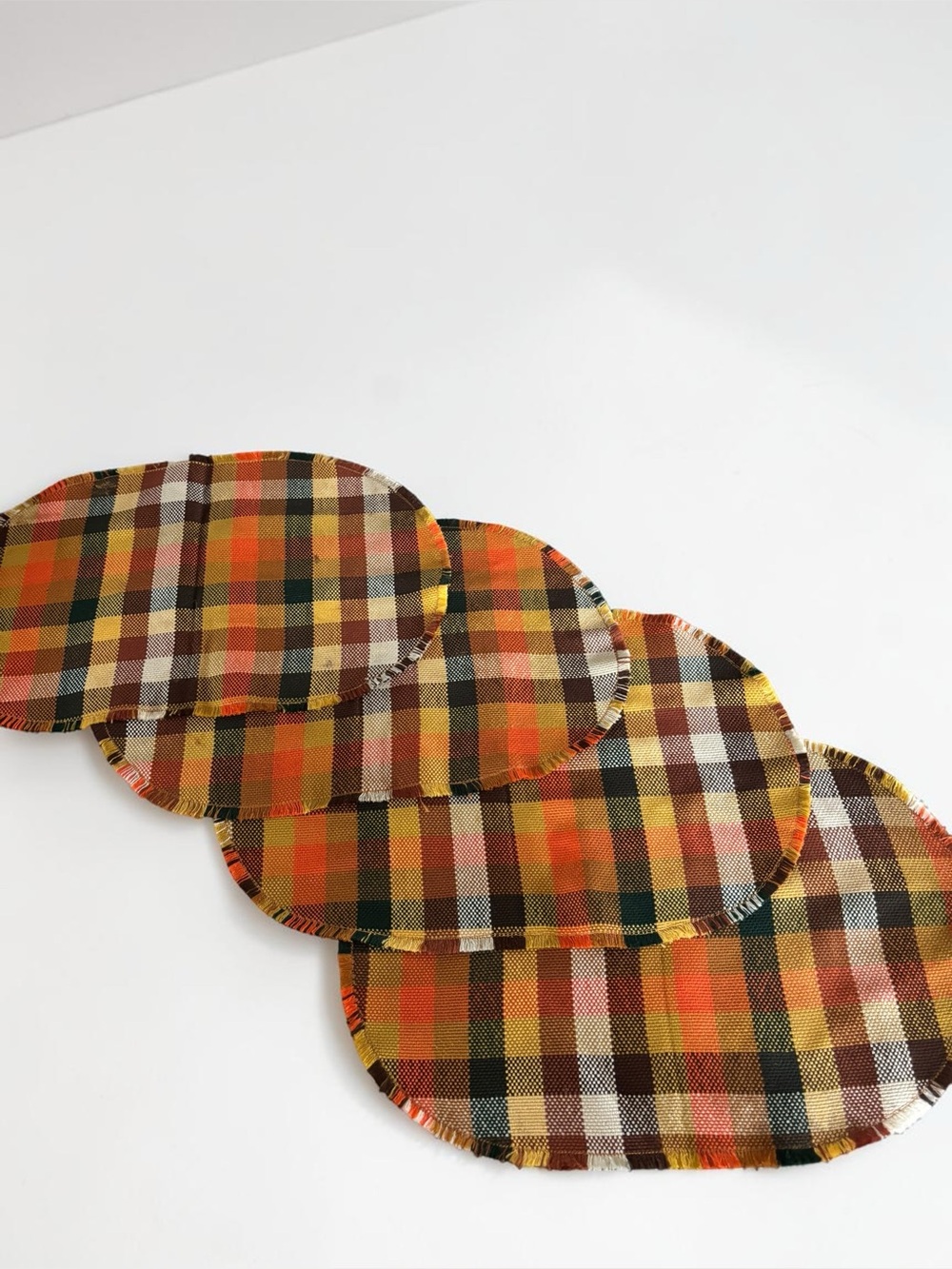 Vintage Plaid Oval Table Placemats Set of 4 Rustic Fall Farmhouse Decor